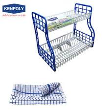 Kenpoly Double Decker Dish Rack – Space-Saving, Durable Kitchen Organizer with Free Gift, Perfect for Fragile Dinnerware, Easy Access, Rust-Resistant, Modern Design