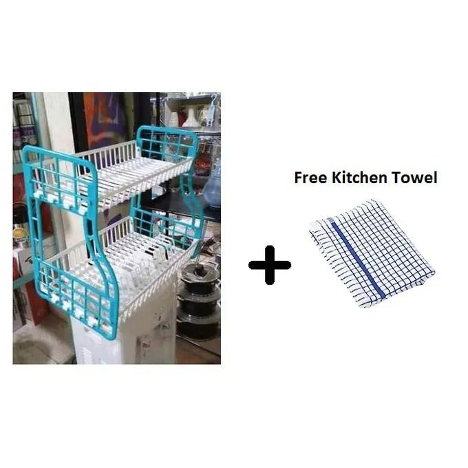 Kenpoly Double Decker Dish Rack – Space-Saving, Durable Kitchen Organizer with Free Gift, Perfect for Fragile Dinnerware, Easy Access, Rust-Resistant, Modern Design
