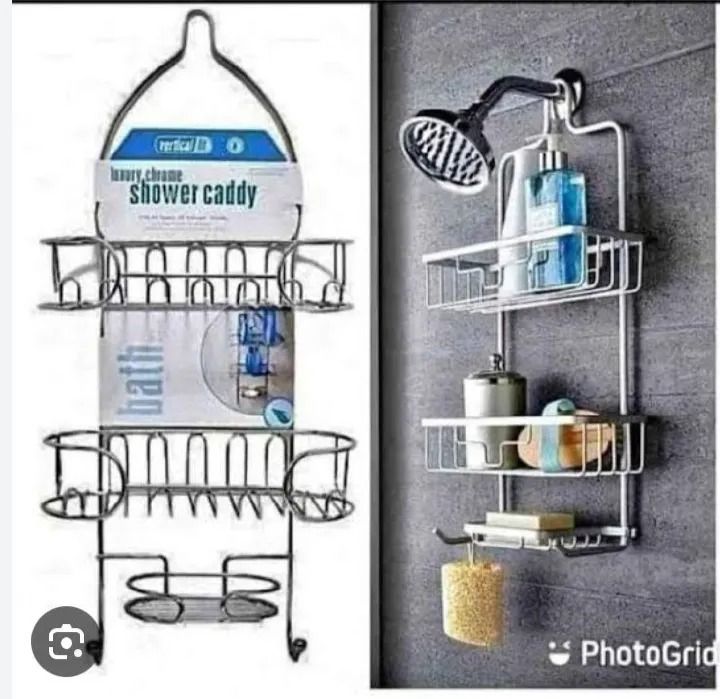 Shower Candy Restocked – Luxury and High-Quality Shower Caddy with Two-Tier Metal Wire Racks and Hooks for Razors, Washcloths, and Bathroom Essentials