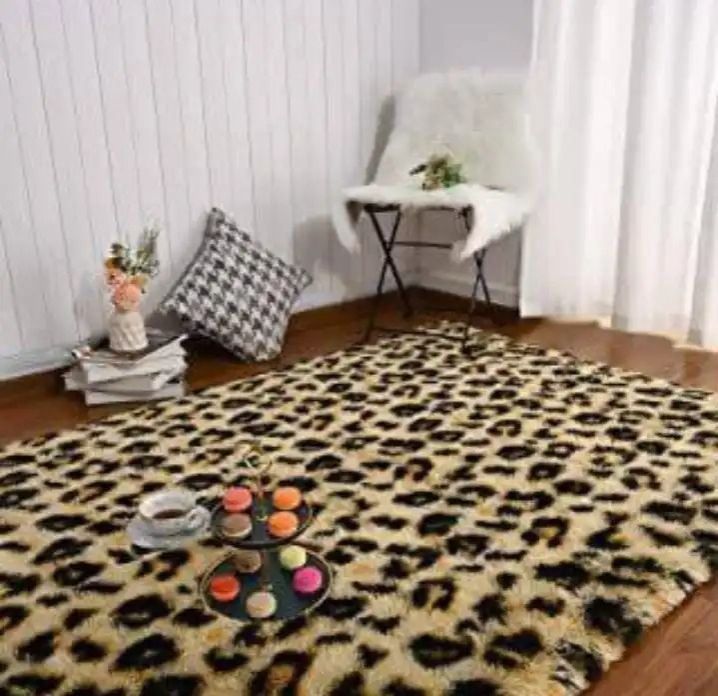 5 By 8 Soft Fluffy Grey Patches Carpets Non-slip Rugs Floor Mat – Luxurious, Thick Woolen Shag Rug, Perfect for Living Room, Bedroom, and Office, Soft Cotton Material, Non-Slip, Durable, Stylish Home