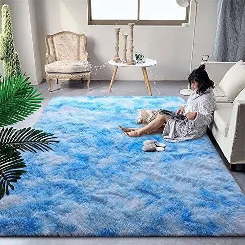 5 By 8 Soft Fluffy Grey Patches Carpets Non-slip Rugs Floor Mat – Luxurious, Thick Woolen Shag Rug, Perfect for Living Room, Bedroom, and Office, Soft Cotton Material, Non-Slip, Durable, Stylish Home