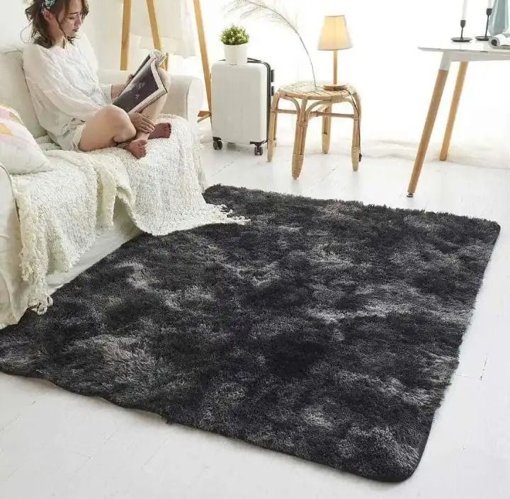 5 By 8 Soft Fluffy Grey Patches Carpets Non-slip Rugs Floor Mat – Luxurious, Thick Woolen Shag Rug, Perfect for Living Room, Bedroom, and Office, Soft Cotton Material, Non-Slip, Durable, Stylish Home
