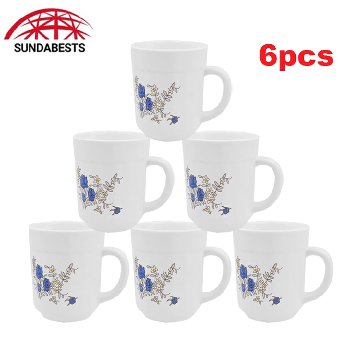 Sundabests 6pcs Ceramic Coffee Tea Cups Mugs Set – High Quality Porcelain Milk Cups for Home, Office, Party, Durable Heat-Resistant Drinkware