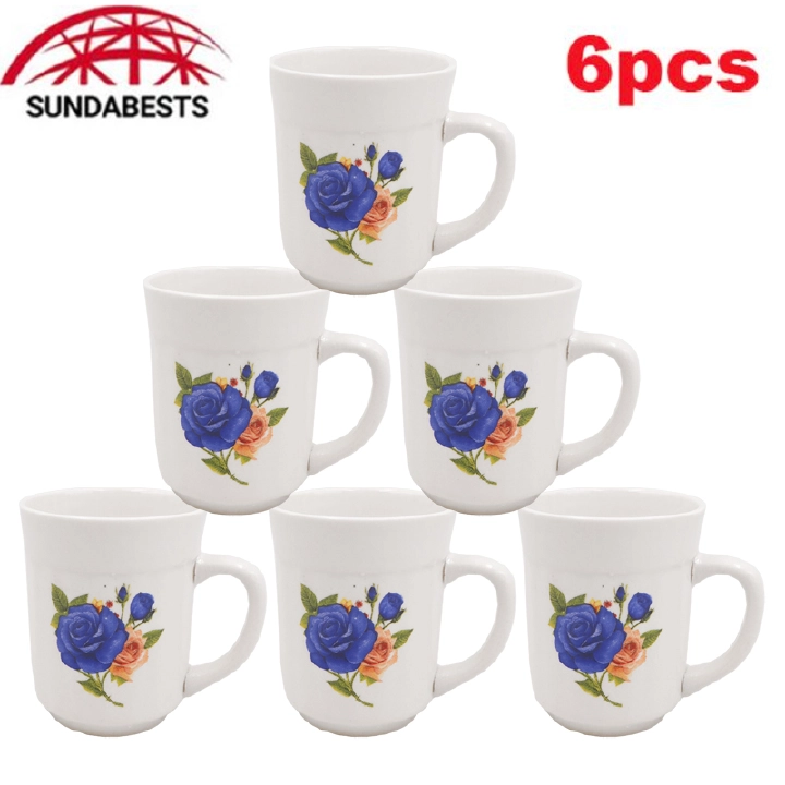 Sundabests 6pcs Ceramic Coffee Tea Cups Mugs Set – High Quality Porcelain Milk Cups for Home, Office, Party, Durable Heat-Resistant Drinkware