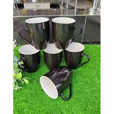 CERAMIC MUGS CUPS 6 Pcs Classic Ceramic Mugs for Tea, Coffee, Chocolate, Milk and Other Drinks | Durable Everyday Drinkware Set