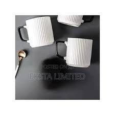 Ceramic Mug Set of 6 Coffee Tea Milk Cups Elegant Heat Resistant Drinkware for Home Office Cafe Daily Use with Smooth Finish Comfortable Handle and Classic Design for Hot Beverages