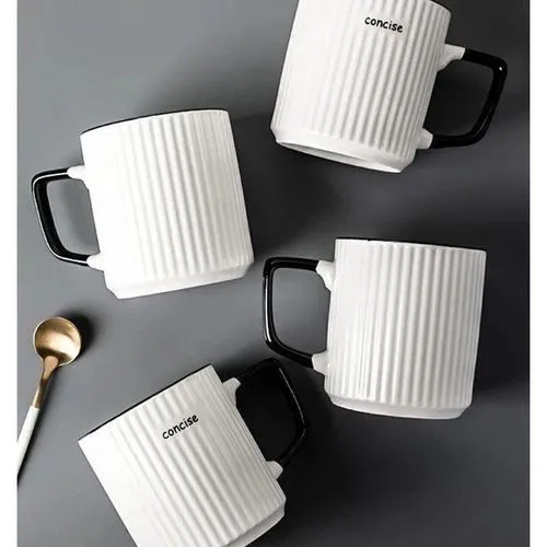 Set of 6 Ceramic Mugs – Durable Porcelain Coffee & Tea Cups, Simple Modern Design, Microwave & Dishwasher Safe, Ideal Home Kitchen Set for Family and Office