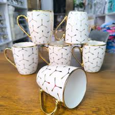 Ceramic Mug Set of 6 – Stylish Coffee, Latte, Cappuccino & Tea Cups (Ceramic Drinkware)