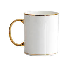 Set Of 6 Ceramic Mugs In Gold Rim & Handle - Elegant Coffee Tea Cups with Gold Trim, Durable Ceramic, 6-Piece Mug Set for Home, Office, Party, Gifts (350ml)