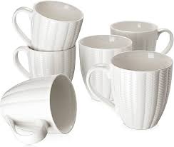 6pcs Ceramic Mug Set with Thick Ergonomic Handles Chip Resistant Quality Ceramic Coffee Tea Cups for Home Office Kitchen Daily Use Dishwasher Safe Comfortable Grip Heat Retaining Classic Design Set XL