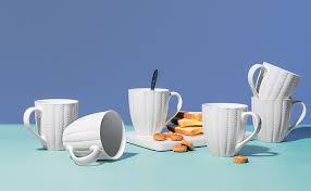 6pcs Ceramic Mug Set with Thick Ergonomic Handles Chip Resistant Quality Ceramic Coffee Tea Cups for Home Office Kitchen Daily Use Dishwasher Safe Comfortable Grip Heat Retaining Classic Design Set XL