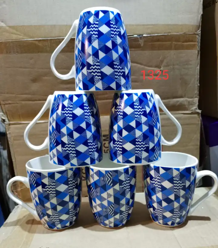 Exclusive 6pcs Ceramic Coffee Mug Set – Hand Painted Studio Pottery, Durable Stoneware Tea Cups, Beautiful Ceramic Mugs for Home, Office, Gift, Microwave & Dishwasher Safe