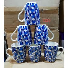 Exclusive 6pcs Ceramic Coffee Mug Set – Hand Painted Studio Pottery, Durable Stoneware Tea Cups, Beautiful Ceramic Mugs for Home, Office, Gift, Microwave & Dishwasher Safe