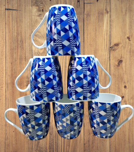 Exclusive 6pcs Ceramic Coffee Mug Set – Hand Painted Studio Pottery, Durable Stoneware Tea Cups, Beautiful Ceramic Mugs for Home, Office, Gift, Microwave & Dishwasher Safe