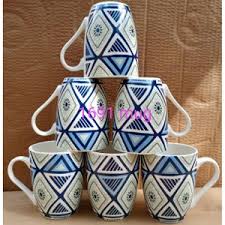 Exclusive 6pcs Ceramic Mugs Set, Hand-Painted Studio Pottery Coffee Cups, Beautiful Ceramic Coffee Mugs for Home, Office, Tea, Latte, Cappuccino, Durable Microwave Safe Drinkware Gift Set