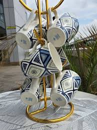 Exclusive 6pcs Ceramic Mugs Set, Hand-Painted Studio Pottery Coffee Cups, Beautiful Ceramic Coffee Mugs for Home, Office, Tea, Latte, Cappuccino, Durable Microwave Safe Drinkware Gift Set