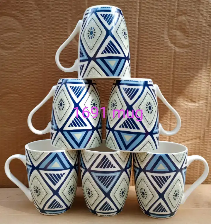 Exclusive 6pcs Ceramic Mugs Set, Hand-Painted Studio Pottery Coffee Cups, Beautiful Ceramic Coffee Mugs for Home, Office, Tea, Latte, Cappuccino, Durable Microwave Safe Drinkware Gift Set