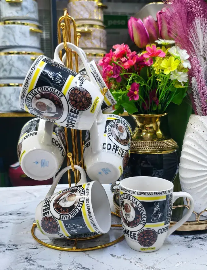 Premium Ceramic Mugs Set of 6 – Stylish Coffee & Tea Cups for Home, Office, Gifts (High Quality, Durable, Elegant Design)