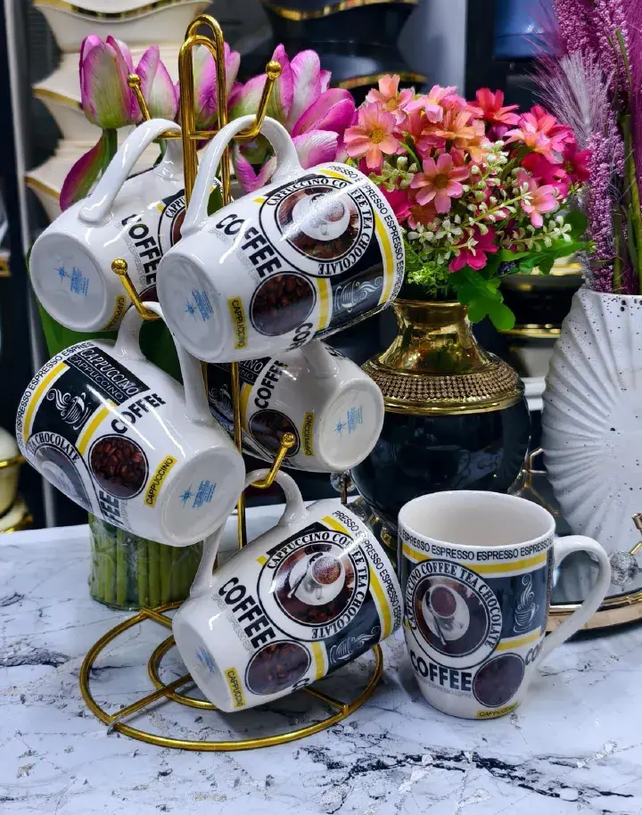 Premium Ceramic Mugs Set of 6 – Stylish Coffee & Tea Cups for Home, Office, Gifts (High Quality, Durable, Elegant Design)