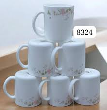 Luminarc 6pc Ceramic Tea Cups Mugs Set, Durable Coffee & Tea Cups with Comfortable Warm Hold, Ideal for Hot Chocolate, Milk, Home & Office, Gift-Ready Design