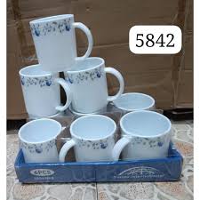 Luminarc 6pc Ceramic Tea Cups Mugs Set, Durable Coffee & Tea Cups with Comfortable Warm Hold, Ideal for Hot Chocolate, Milk, Home & Office, Gift-Ready Design