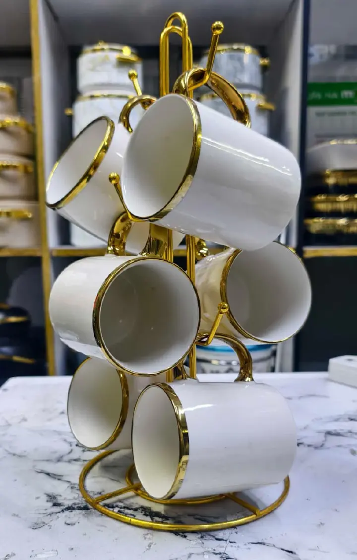 Ceramic Mugs Set of 6, Ergonomic Handle, Non-Slip Base, Durable Heat-Resistant Coffee Cups for Home, Office, Tea and Hot Beverages, Microwave Safe (6-Pack)