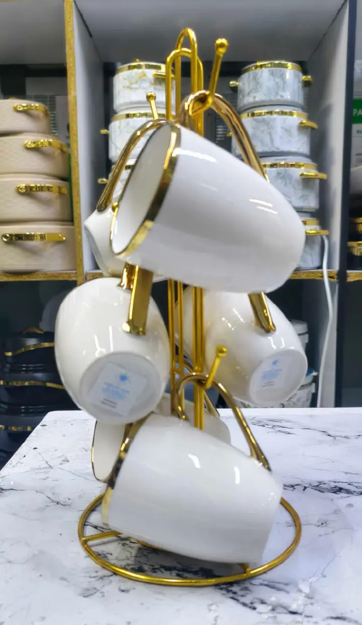 Ceramic Mugs Set of 6, Ergonomic Handle, Non-Slip Base, Durable Heat-Resistant Coffee Cups for Home, Office, Tea and Hot Beverages, Microwave Safe (6-Pack)