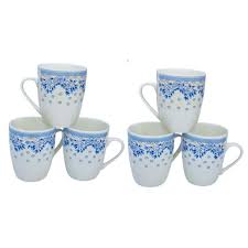 Elegant 6pcs Ceramic Mugs Set – Durable Coffee Tea Cups with Comfortable Handle, Microwave & Dishwasher Safe, Classic White Design for Home, Office, Parties, Gifts Daily Hot Beverage Enjoyment (350ml)