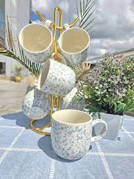 6pcs Ceramic Mug Set – Coffee Cups for Latte Cappuccino Tea – Durable Ceramic Handle Mugs for Home Kitchen Office – Microwave & Dishwasher Safe – Stylish White Tea Coffee Mug Set