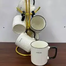 6 PCS Ceramic Mug Set – Elegant Durable Coffee Tea Cups for Home Office Kitchen – Comfortable Handle, Classic Design, Microwave Safe, Easy to Clean, Perfect Gift for Friends Family Daily Use