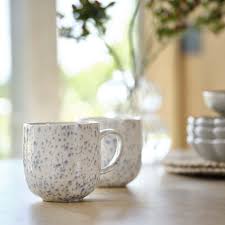 Ceramic Elegant Mugs Cups for Tea Coffee Set of 6 Thick Ergonomic Handle Chip Resistant Classic Design for Home Kitchen