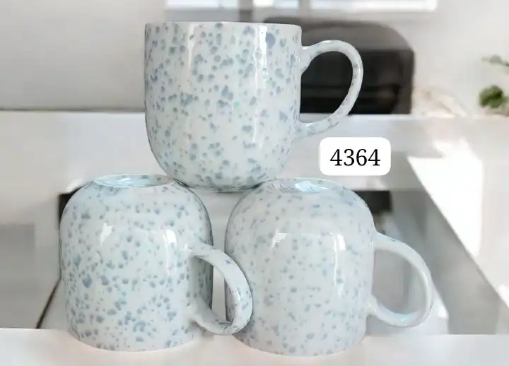 Ceramic Elegant Mugs Cups for Tea Coffee Set of 6 Thick Ergonomic Handle Chip Resistant Classic Design for Home Kitchen