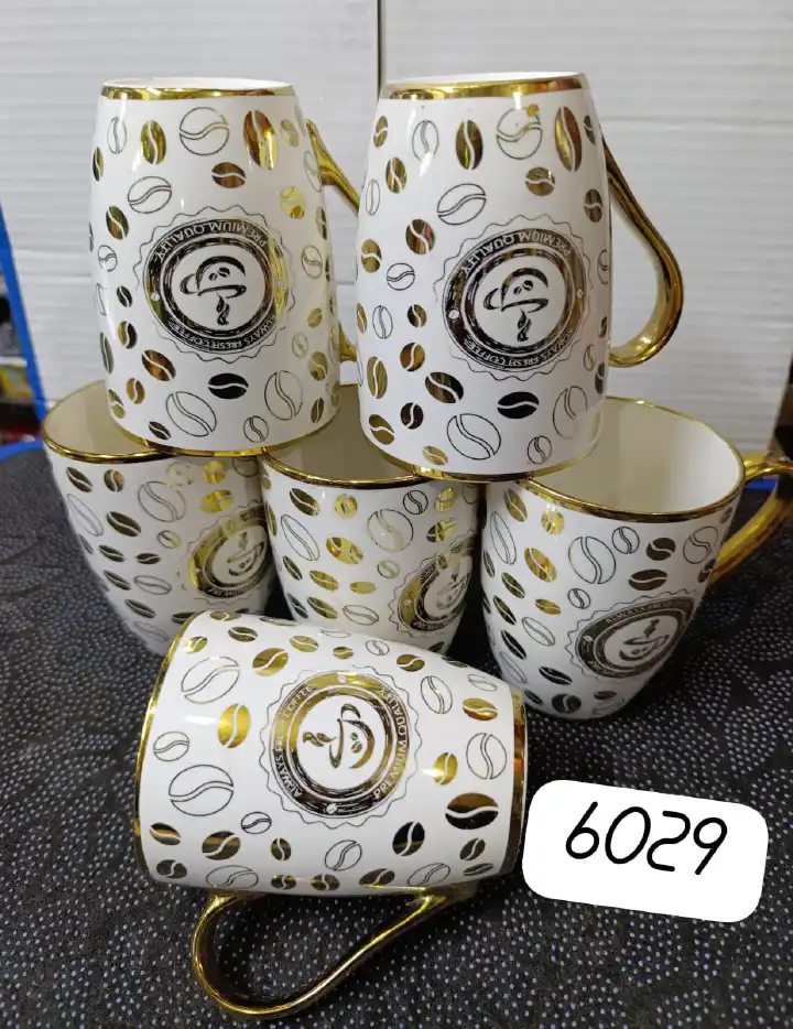 12pcs Ceramic Mug Set for Coffee, Tea, Hot Drinks – Durable Porcelain Cups with Comfortable Handle, Microwave & Dishwasher Safe, Home Kitchen Drinkware Set for Family, Office, Parties, Gift