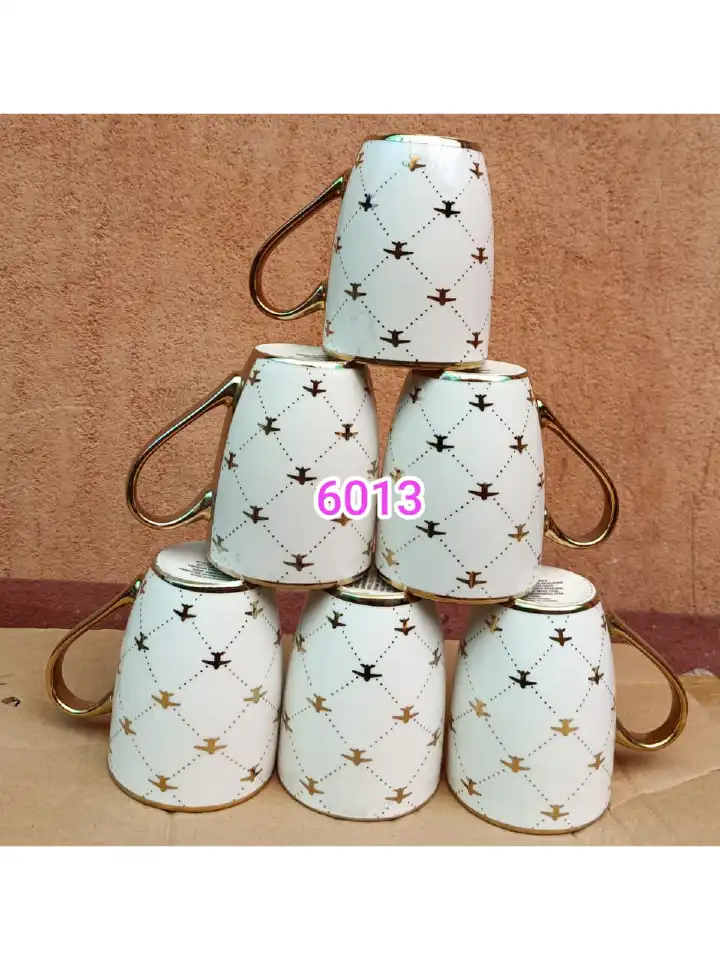 12pcs Ceramic Mug Set for Coffee, Tea, Hot Drinks – Durable Porcelain Cups with Comfortable Handle, Microwave & Dishwasher Safe, Home Kitchen Drinkware Set for Family, Office, Parties, Gift