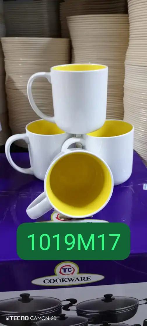 Strong Ceramic Tea Cup Mug with Thick Ergonomic Handle, Chip Resistant Durable Ceramic, Classic Kitchen Design for Home & Restaurant Use, Indoor or Outdoor Beverage Cup (Set)