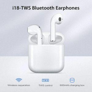 TWS i18 Bluetooth 5.0 Wireless Earbuds with Charging Case, Touch Control, Built-in Mic, Hi-Fi Stereo Sound, Auto Pairing, Portable Earpods for Android & iOS Smartphones