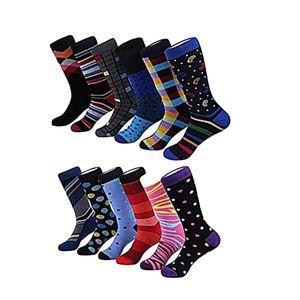 Fashion 12 Pairs Men’s Happy Socks – Colorful Fun Cotton Socks for Office, Casual, and Everyday Wear