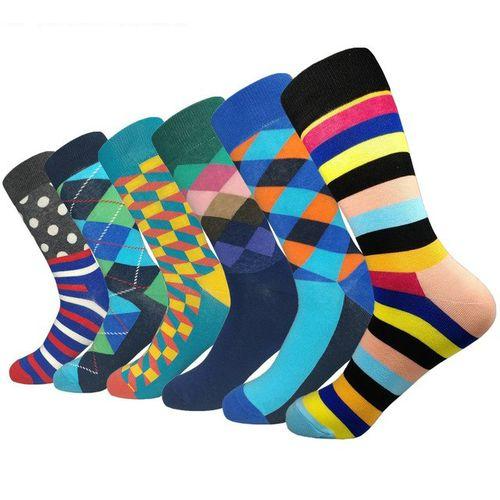 Fashion 12 Pairs Men’s Happy Socks – Colorful Fun Cotton Socks for Office, Casual, and Everyday Wear