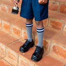 Fashion 6 Pairs Comfy Cotton Grey Blue Strips Boys School Socks – Soft Breathable Kids Socks for Daily Wear, Sports, School Uniform, Durable Non-Slip Cotton Blend Footwear