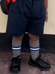Fashion 6 Pairs Comfy Cotton Grey Blue Strips Boys School Socks – Soft Breathable Kids Socks for Daily Wear, Sports, School Uniform, Durable Non-Slip Cotton Blend Footwear