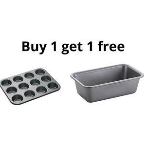 12 Hole Muffin Tray with Bonus Non-Stick Box Loaf Tin – Premium Baking Set for Cupcakes, Muffins & Mini Loaves, Durable Non-Stick Kitchen Bakeware for Easy Cleaning