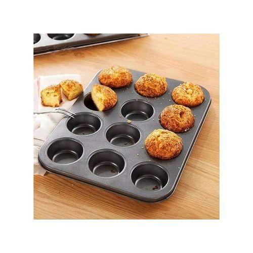 12-Hole Muffin Tin / Baking Tin with Free Measuring Cup Set – Non-Stick Bakeware for Cupcakes, Muffins, and Desserts, Oven & Dishwasher Safe for Home Baking