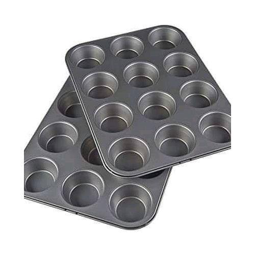 4pcs Baking Tins Set – Round Cake Pans & 12-Hole Muffin Tray Non-Stick Bakeware for Home and Professional Baking