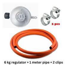2M Hose Pipe with Safety Clips & Free Heavy Duty 13kg Regulator – Durable Gas Connection Kit for Home, BBQ, Kitchen, Outdoor Cooking Safety