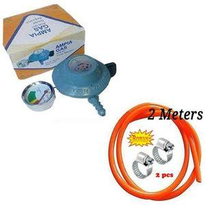 13kg Gas Regulator with 2m Gas Pipe and 2 Safety Clips – Durable LPG Connection Kit for Home Cooking and Outdoor Use, Easy Installation and Secure Gas Flow