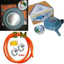 13kg Gas Regulator with 2m Gas Pipe and 2 Safety Clips – Durable LPG Connection Kit for Home Cooking and Outdoor Use, Easy Installation and Secure Gas Flow