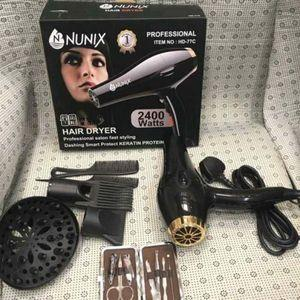 Salon Hair Blow Dryer With Beauty Accessories – Black Professional Fast-Dry Styling Kit for All Hair Types, Includes Nozzle, Comb, and Hair Clips for Salon & Home Use