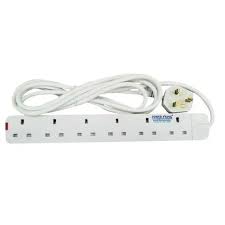 2Pcs 6 Way Power Extension Socket with 3M Cable Surge Protector for Home, Office, Electronics, Multi-Plug Power Strip with Safety Switch and Overload Protection