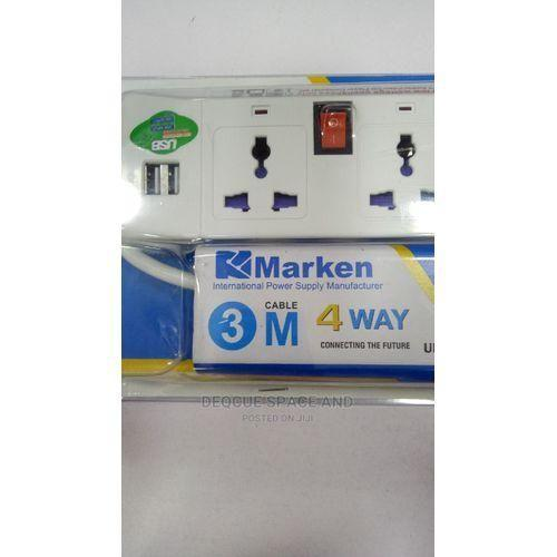 4-way Extension Socket with 2 USB Ports 2M Cable Power Strip Surge Protector Fast Charging Home Office