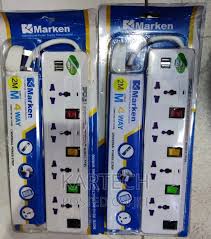 4-way Extension Socket with 2 USB Ports 2M Cable Power Strip Surge Protector Fast Charging Home Office